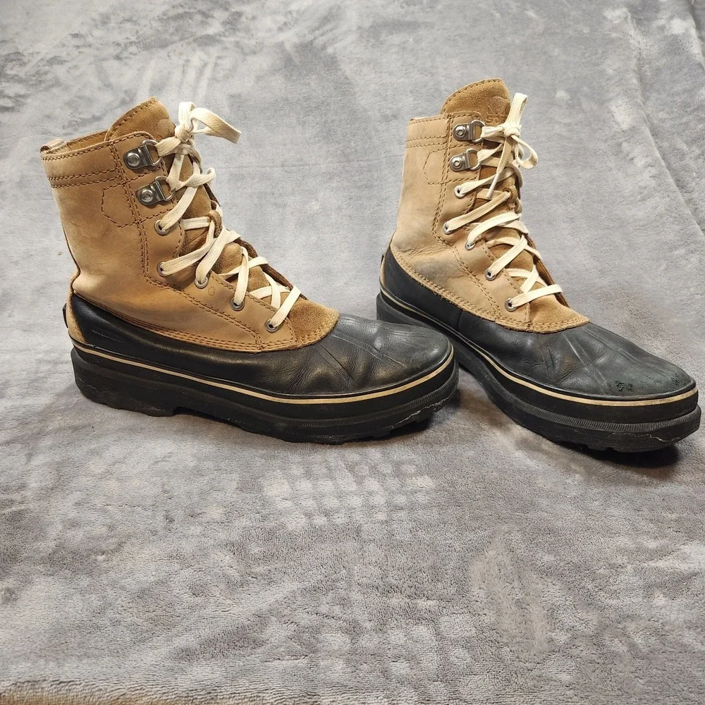 Sorel Boots Mens 13 Brown Nubuck Leather Caribou Storm Waterproof Shearling Duck